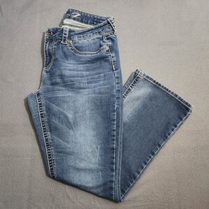 Seven 7 Women 14 Mid-Rise Slim Boot Cut Denim Jeans Distressed